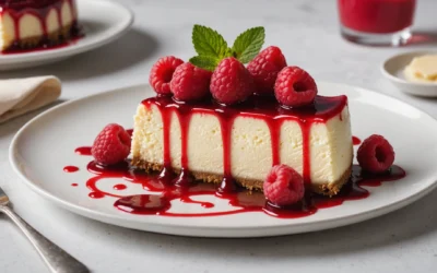 Délectation en rose : découvrez le cheesecake au coulis de framboise surprenant