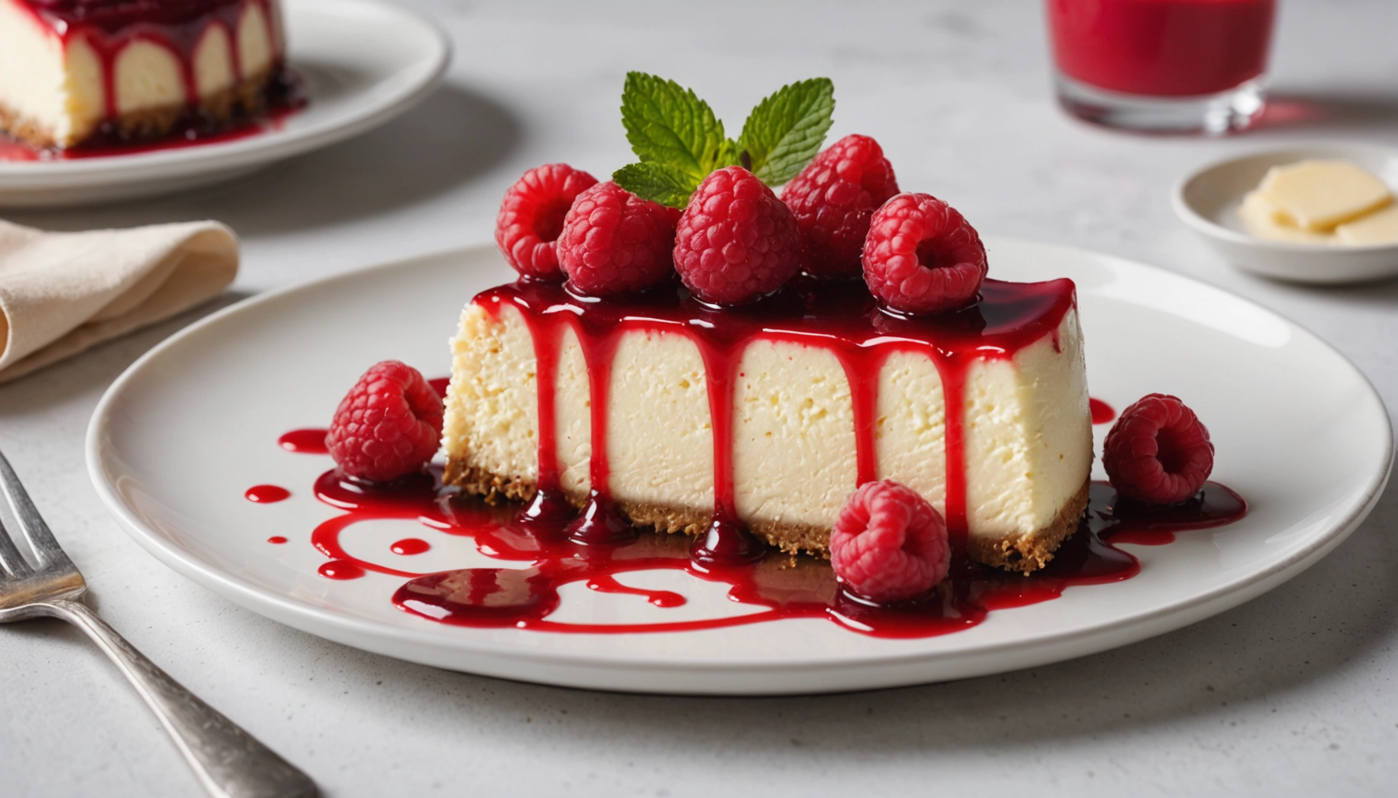 cheesecake coulis framboise