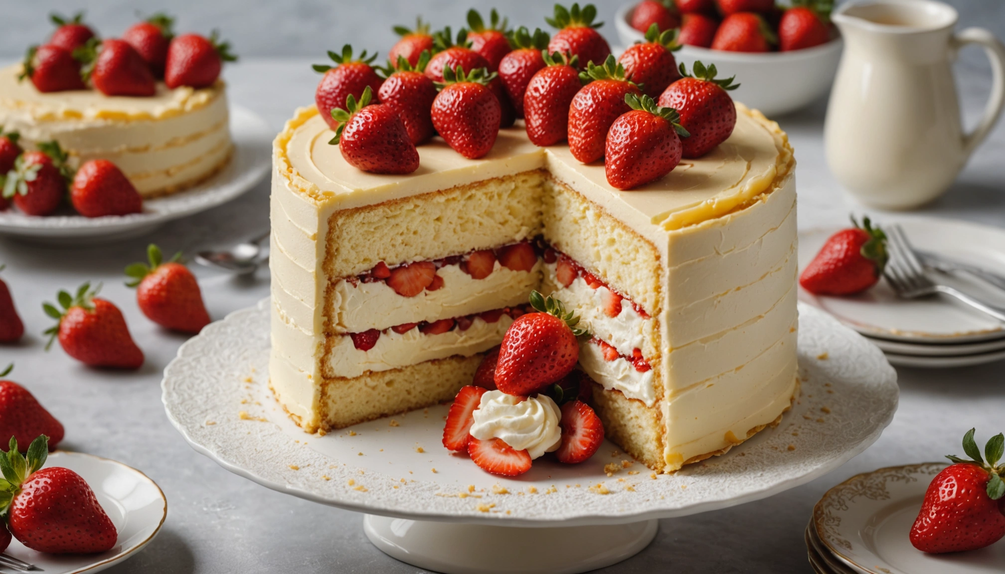 génoise aux fraises crème pâtissière