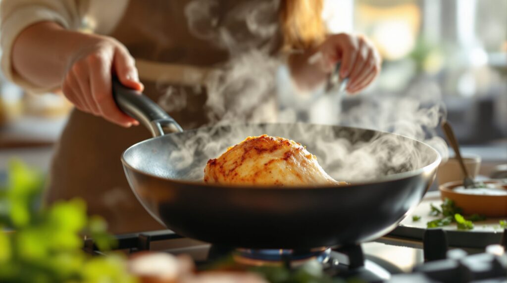 cuire une cuisse de poulet à la poele