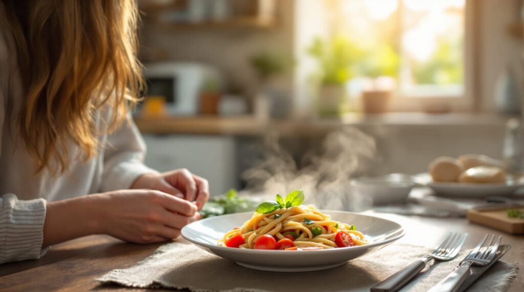 pâtes au basilic tomates