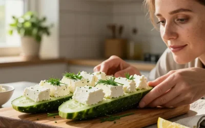 Concombre farci au fromage frais : la recette express pour un apéro élégant