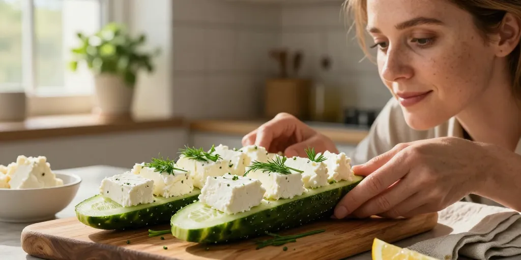 concombre farci au fromage frais