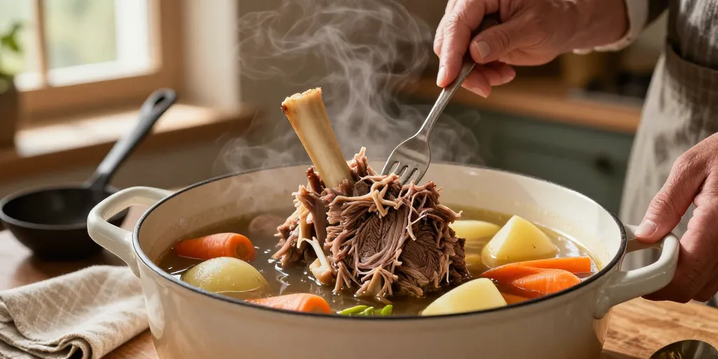 Pot au feu jarret de bœuf : la cuisson lente, viande ultra fondante