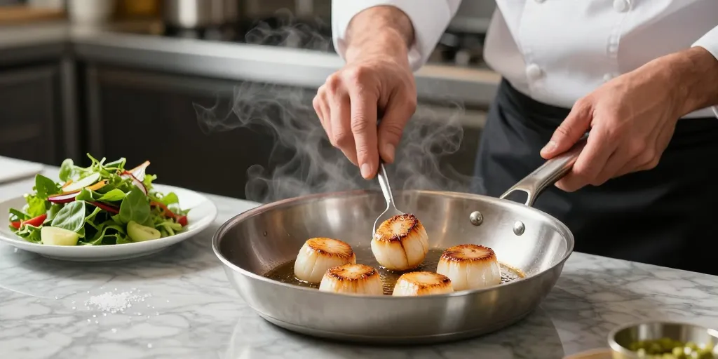 Salade coquille Saint Jacques : la technique pour une cuisson snackée réussie